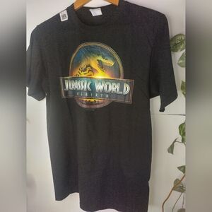 Jurassic World Rebirth Dinosaur Logo Adult Black Crew Neck Short Sleeve T-shirt-